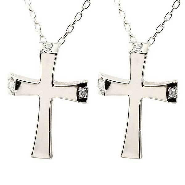 プラチナ ネックレス クロス ダイヤモンド ペア トップ ダイヤ pt900