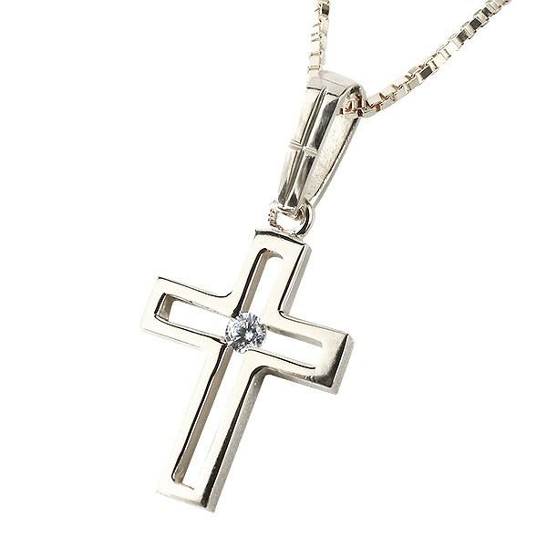 ネックレス ダイヤモンド メンズ クロス トップ シルバー ペンダント 一粒 チェーン 十字架 人気 透かし つや消し マット仕上げ 送料無料 セール SALE