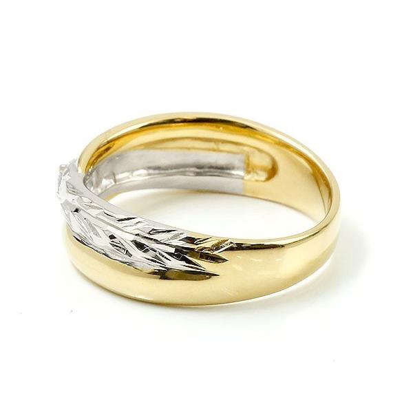 アウトレット長島 結婚指輪 ペアリング ペア プラチナ マリッジリング ハワイアン イエローゴールドk10 ダイヤモンド 一粒 10金 結婚式