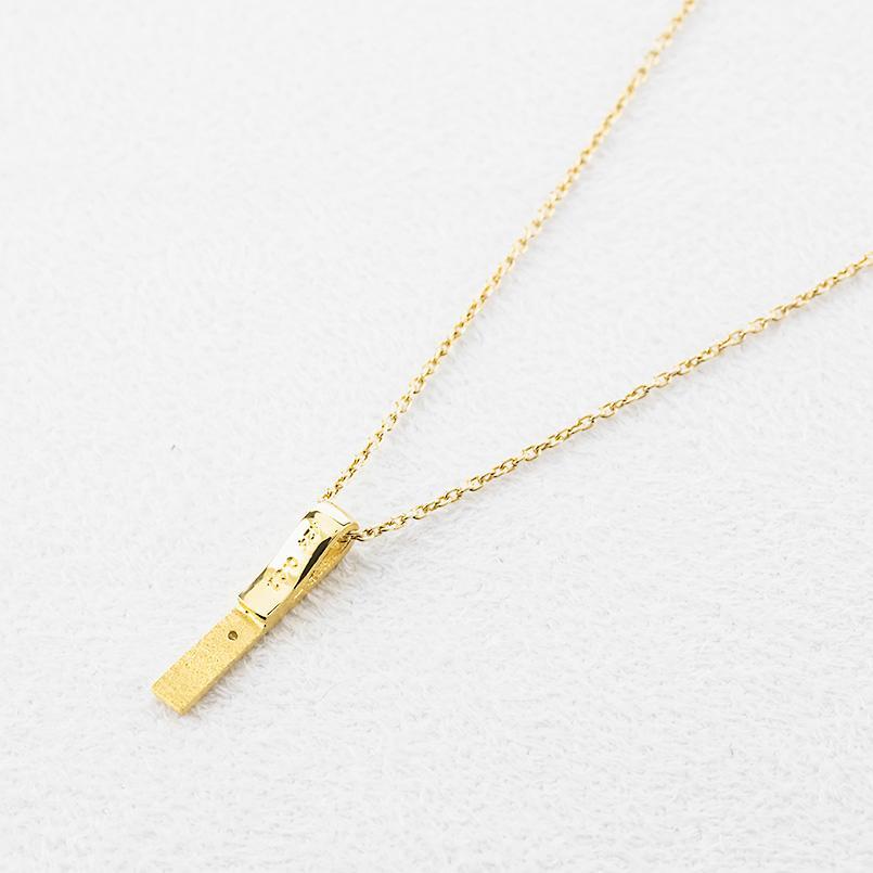 純金 ネックレス 24金 トップ レディース バー ダイヤモンド ゴールド 槌目 槌打ち ロック仕上げ 24K k24 シンプル_2