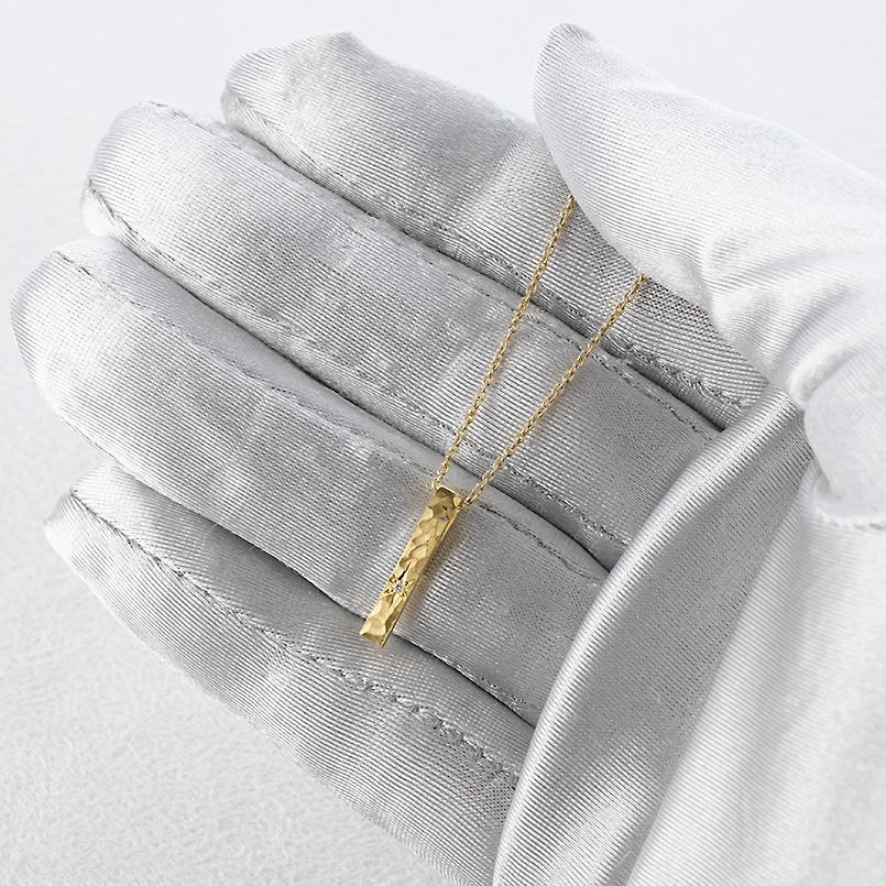 純金 ネックレス 24金 トップ レディース バー ダイヤモンド ゴールド 槌目 槌打ち ロック仕上げ 24K k24 シンプル_6
