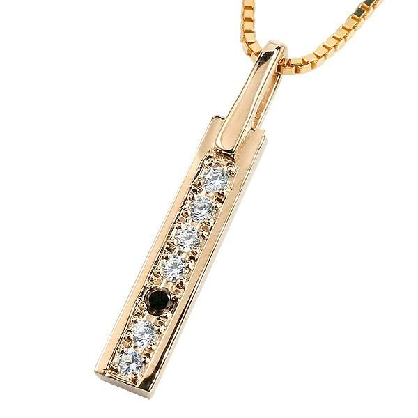 ネックレス ダイヤモンド メンズ ピンクゴールドk18 バー トップ ブラックダイヤモンド ダイヤ 18金 18ｋ プレート トップ トレジャーハンター 人気