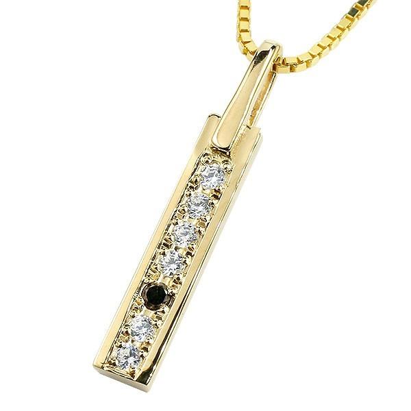ネックレス ダイヤモンド 18金 トップ メンズ イエローゴールドk18 バー ブラックダイヤモンド ダイヤ ペンダント 18ｋ チェーン プレート トレジャーハンター