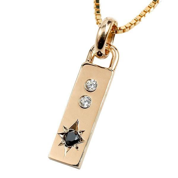 ネックレス ダイヤモンド メンズ トップ ピンクゴールドk10 バー ブラックダイヤモンド ダイヤ 10金 10k プレート トレジャーハンター セール SALE