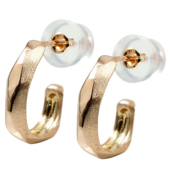 即納最大半額 ピアス メンズ ピアス ピンクゴールドk10 ダイヤ柄 フープピアス 地金 つや消し 10金 人気 魅了 World Of Heating De