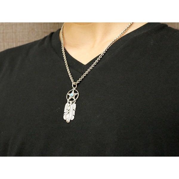 ネックレス メンズ シルバー ターコイズ フェザー スター av925