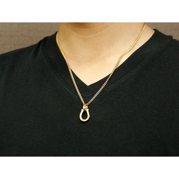 喜平 トップ 18金 ネックレス ダイヤモンド メンズ 馬蹄 ブラック