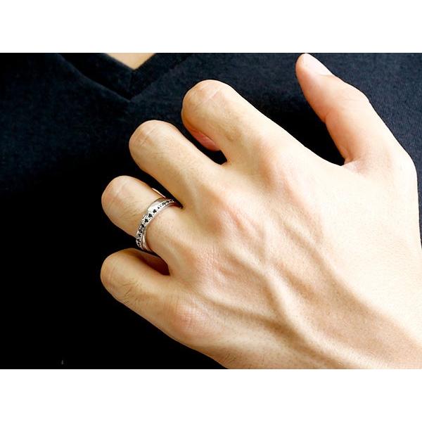メンズ リング シルバー ブラックダイヤモンド ピンキーリング