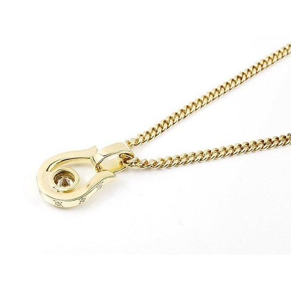 ネックレス メンズ イエローゴールドk18 喜平 ブラウンダイヤモンド 大粒 ブラックダイヤモンド 馬蹄 ペンダントトップ 18金 ホースシュー キヘイ ファッション 腕時計、アクセサリー メンズアクセサリー