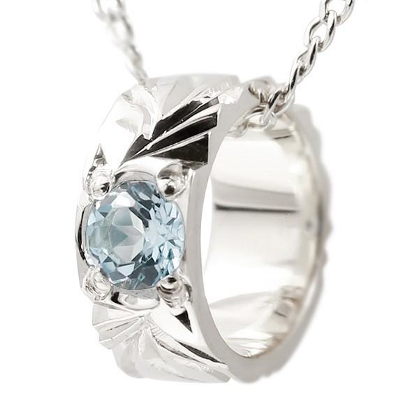 手数料安い 永遠に輝き続ける深彫りのハワイアンジュエリー ハワイアンジュエリー 男性用 10金 シンプル ホワイトゴールドk10 ベビーリング アクアマリン ペンダントトップ ネックレス メンズ ペンダントトップ ネックレス メンズアクセサリー