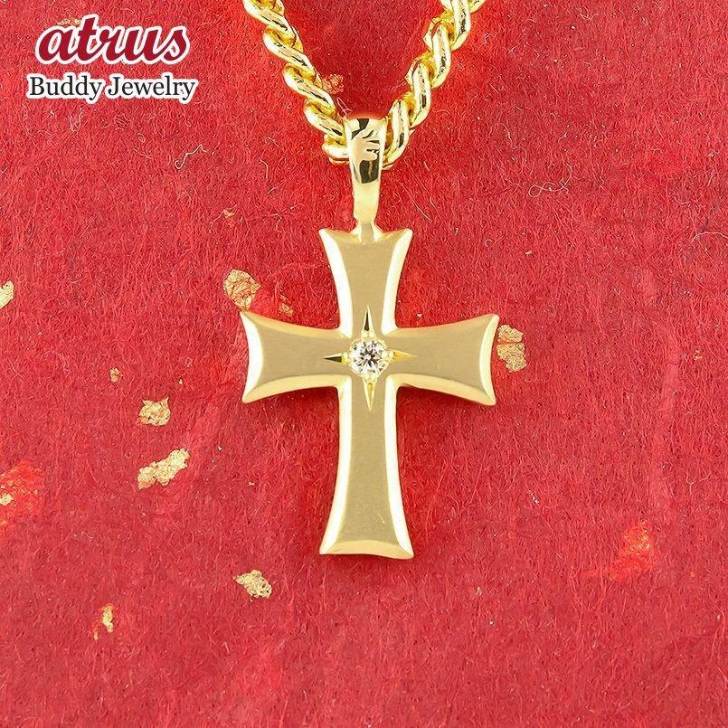 24金 ネックレス 純金 メンズ クロス つや消し ペンダントトップ