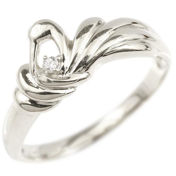 【SALE／55%OFF】 ダイヤ 婚約指輪 リング 送料無料 鳥 つる 鶴 18金 ピンキーリング 指輪 エンゲージリング ツル ダイヤモンド 18k ホワイトゴールドk18 ピンキーリング