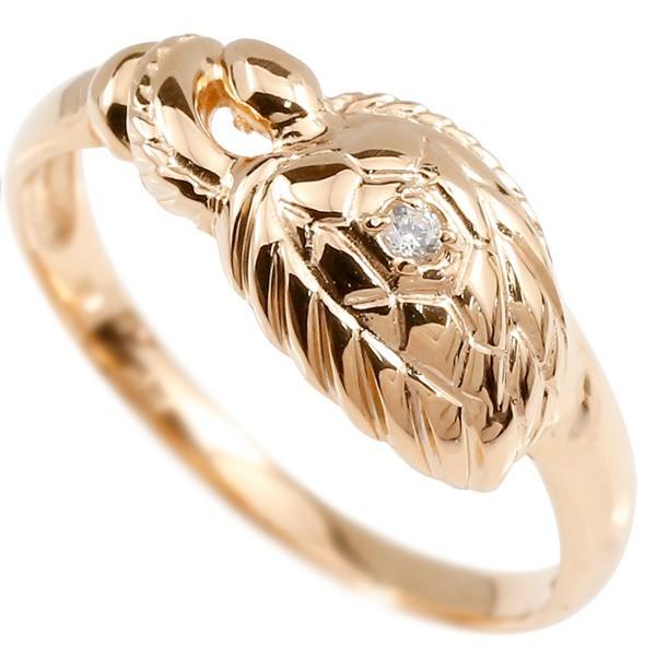 ダイヤ リング ピンクゴールドk10 ダイヤモンド カメ 婚約指輪 エンゲージリング 指輪 ピンキーリング 10金 亀 かめ レディース 送料無料 セール SALE