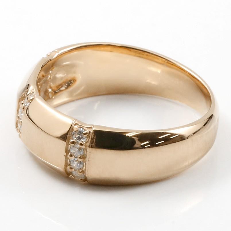 結婚指輪 ペアリング ペア ピンクゴールドk10 キュービックジルコニア ブラックキュービック 指輪 幅広 つや消し 10金 マリッジリング リング 送料無料 人気｜atrusyume｜02