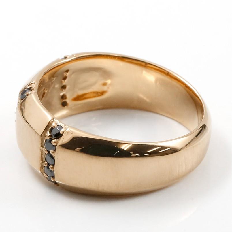 結婚指輪 ペアリング ペア ピンクゴールドk10 キュービックジルコニア ブラックキュービック 指輪 幅広 つや消し 10金 マリッジリング リング 送料無料 人気｜atrusyume｜05