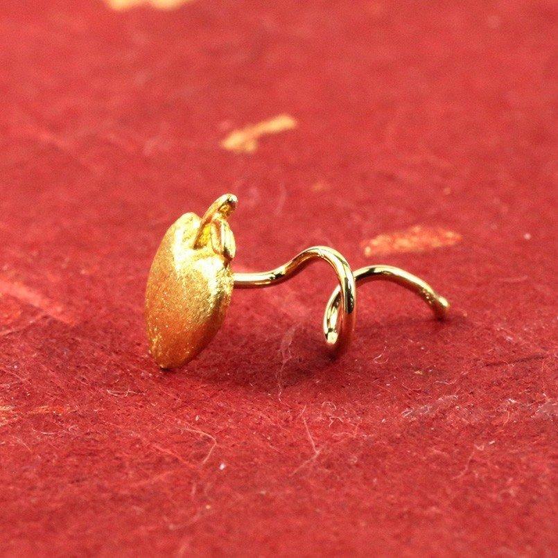 24金 ピアス 純金 片耳ピアス りんご キャッチのいらないピアス 金具は 