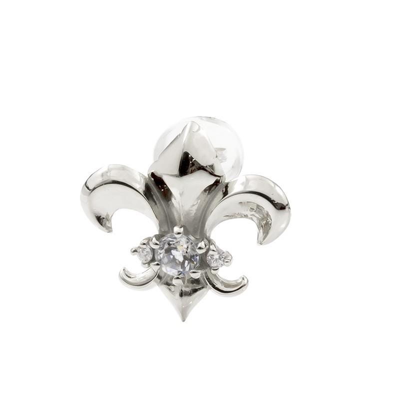 送料無料 メンズ 片耳ピアス ホワイトゴールドk10 ユリの紋章 ダイヤモンド スタッドピアス 10金 4月誕生石 フルール ド リス 男性用 人気 最新情報 Renoveacabamentos Com Br