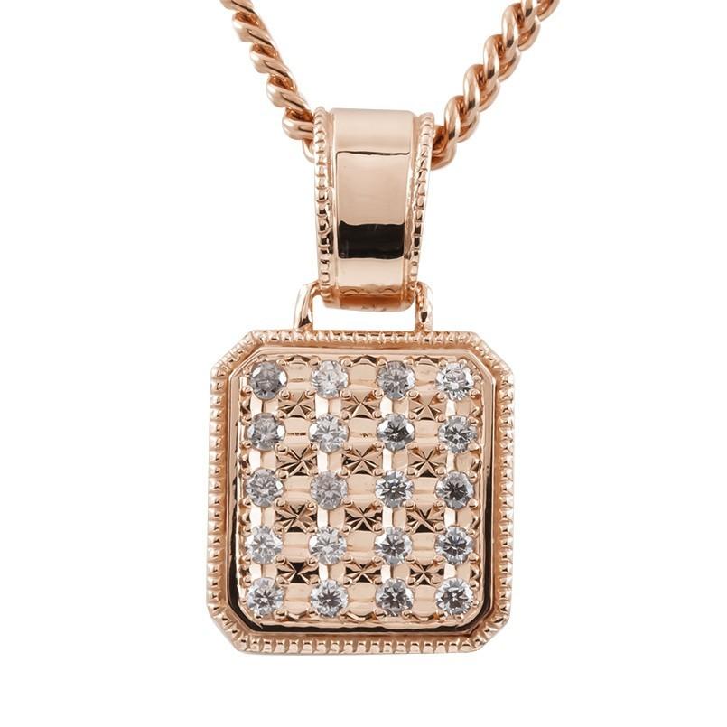 ネックレス ダイヤモンド トップ メンズ 喜平用 ピンクゴールドK10 ペンダント キヘイ 10金 ダイヤ 0.5ct 男性用 シンプル ミル打ち 送料無料 セール SALE