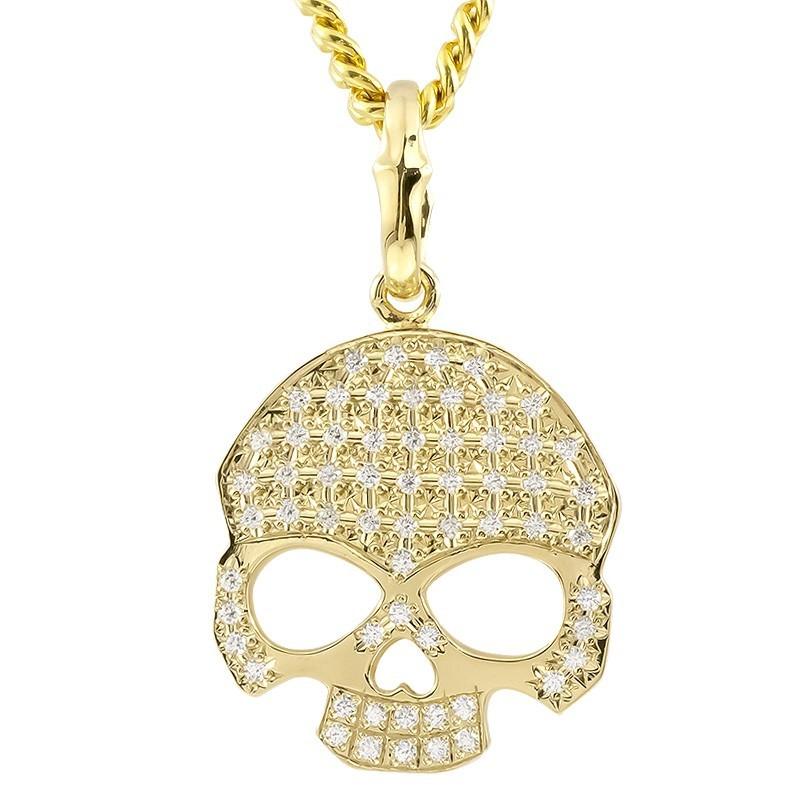ネックレス トップ メンズ 喜平 キュービックジルコニア イエローゴールドk10 ドクロ 10金 キヘイチェーン スカル 髑髏 コントラッド東京 送料無料 人気