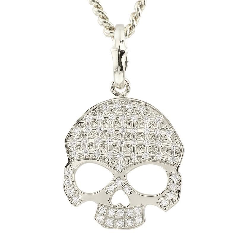 ネックレス ダイヤモンド メンズ 喜平 ホワイトゴールドk10 ドクロ 10金 ダイヤ キヘイチェーン スカル 髑髏 コントラッド 東京 送料無料 人気 セール SALE