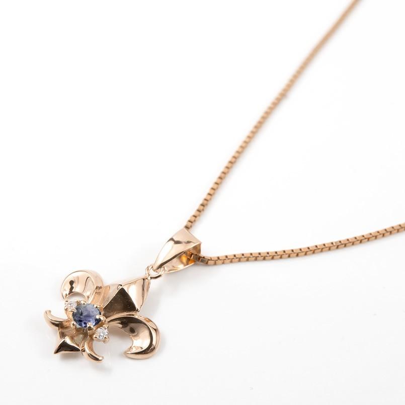 特価イラスト 送料無料 男性用 人気 ユリの紋章 メンズ フルール ド リス ピンクゴールドk18 ネックレス トップ チェーン ダイヤモンド シンプル アイオライト Pfcxp 18金 日本総代理店 Www Roylesbrook Lancs Sch Uk