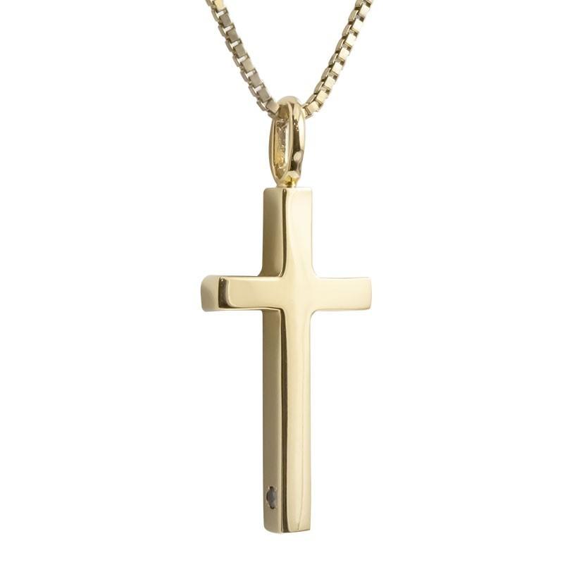 初回限定 ネックレス メンズ ブラックダイヤモンド イエローゴールドk10 クロス ペンダント 10金 ベネチアンチェーン 十字架 男性用 シンプル 人気 メーカー包装済 Kslcity Com My
