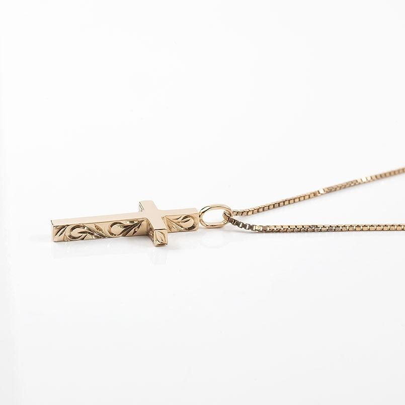 【メール便】 ハワイアンジュエリー ネックレス トップ メンズ ピンクゴールドk18 クロス ペンダント 18金 十字架 スクロール マイレ 男性 シンプル 送料無料 セール SALE 【KUE6639253679】(23205円)