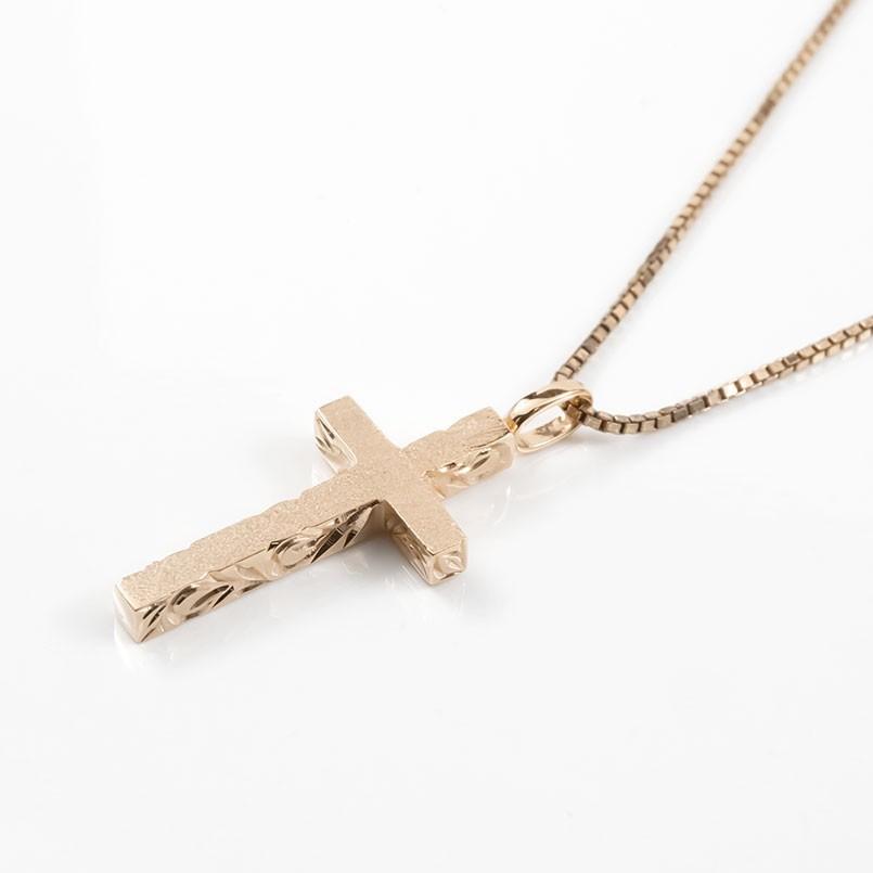 【メール便】 ハワイアンジュエリー ネックレス トップ メンズ ピンクゴールドk18 クロス ペンダント 18金 十字架 スクロール マイレ 男性 シンプル 送料無料 セール SALE 【KUE6639253679】(23205円)