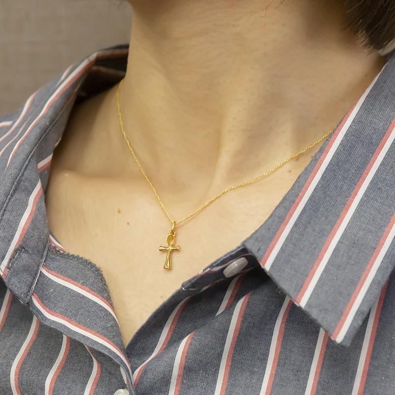 ネックレス イエローゴールドk10 アンク クロス ペンダントトップ 10金