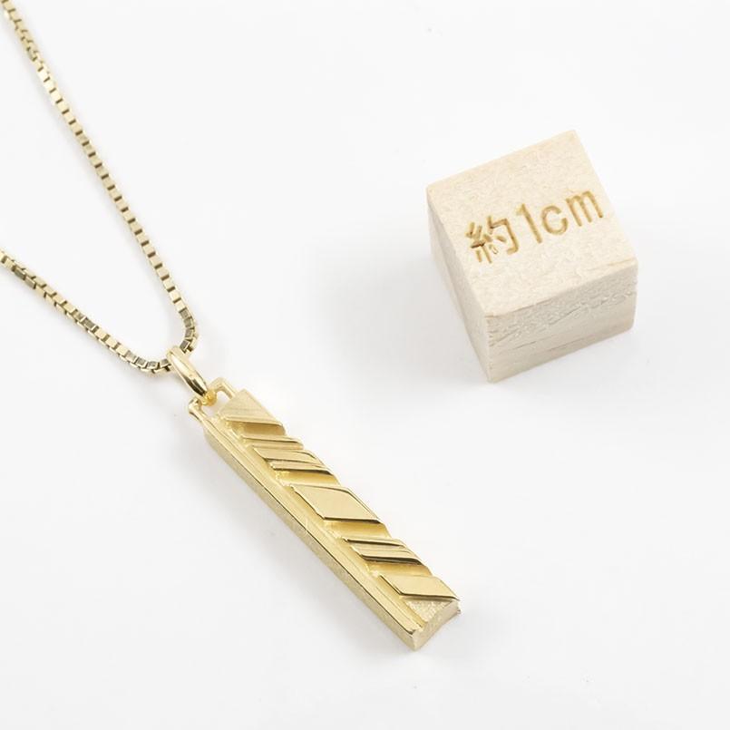 18金ネックレス トップ メンズ イエローゴールドk18 バー I LOVE YOU