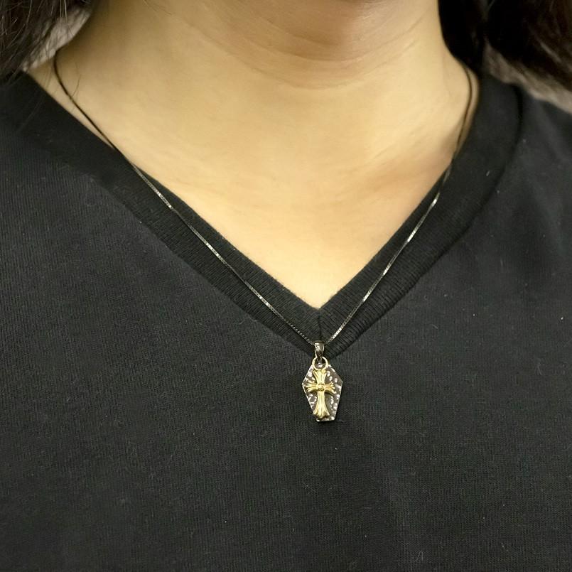 18金ネックレス トップ メンズ クロス イエローゴールドk18 シルバー