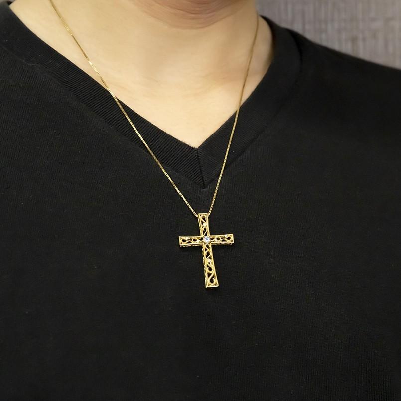 18金 18k ネックレス トップ メンズ タンザナイト ダイヤモンド イエローゴールドk18 クロス ペンダント 人気 チェーン 男性用 十字架 透かし 送料無料 dtym ジュエリー工房アトラス夢 通販 Yahoo ショッピング