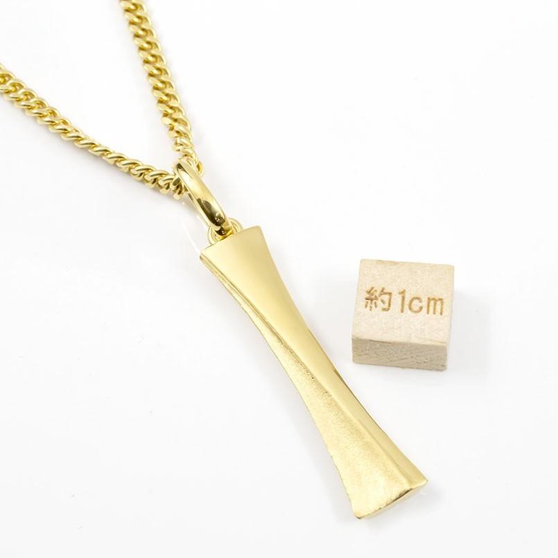 喜平 トップ 18金 ネックレス メンズ 用 バー イエローゴールドk18