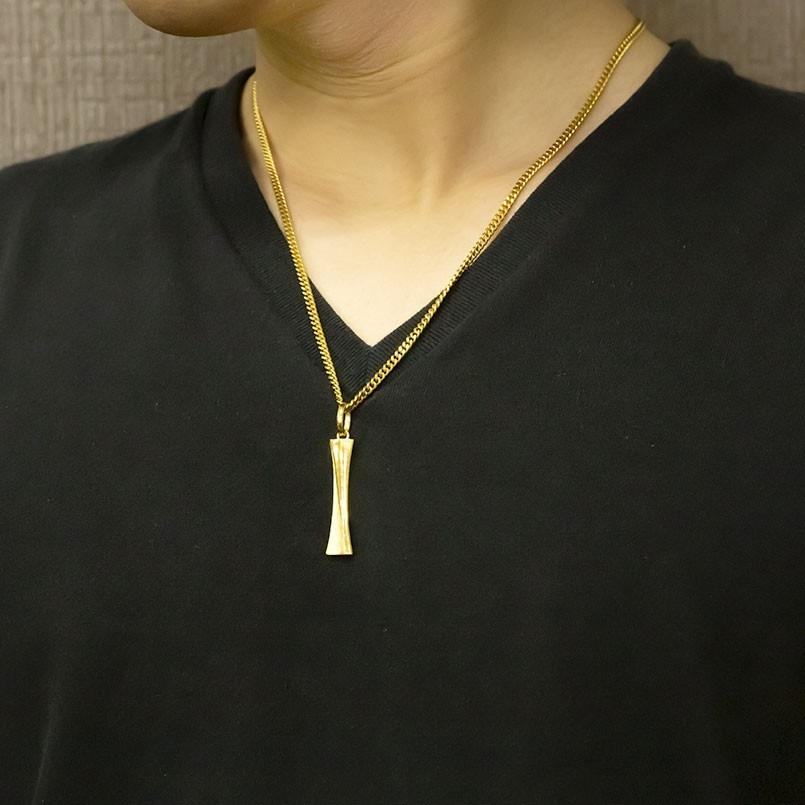 喜平 トップ 18金 ネックレス メンズ 用 バー イエローゴールドk18
