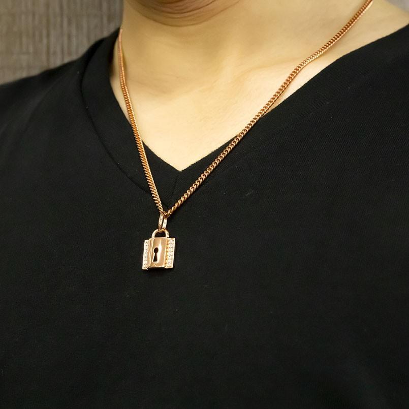 ネックレス ダイヤモンド トップ メンズ 喜平 ゴールド 10k ピンク