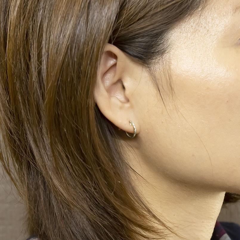 イヤリング プラチナ フープ ノンホールピアス シンプル ハワイアン