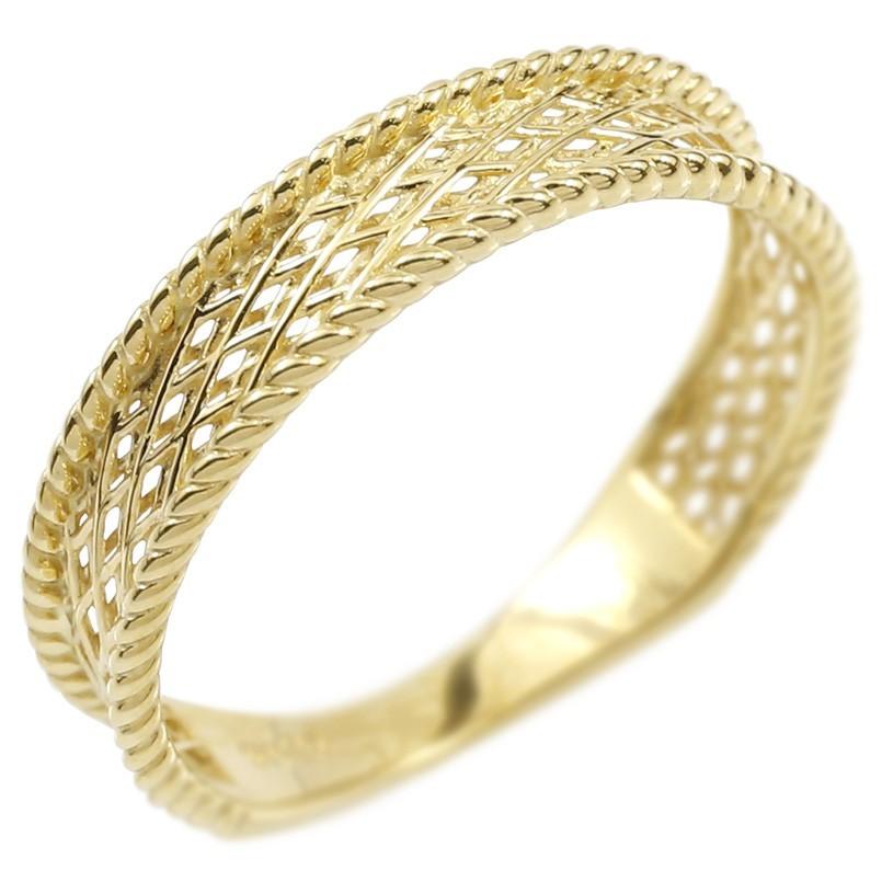 かわいい イエローゴールドk10 10k 指輪 レディース リング ゴールド 細かな細工がシルクリボンの様なエレガントな輝きを見せるリング 透かし 送料無料 女性 地金 ピンキーリング シンプル 安い 婚約指輪 レディースアクセサリー Tapu Ro