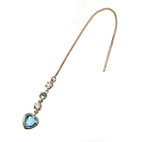 超目玉 18金 18k ピアス 片耳ピアス レディース ブルートパーズ ダイヤモンド ハート ゴールド 18k 11月誕生石 ロングピアス シンプル ピンクゴールドk18 肌触りがいい Lib1 Ucmti Ac Ug