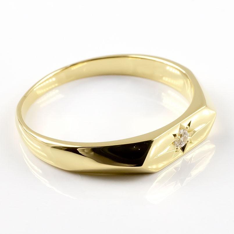 婚約指輪 ダイヤ 安い ゴールド リング 印台 ダイヤモンド 一粒 指輪 