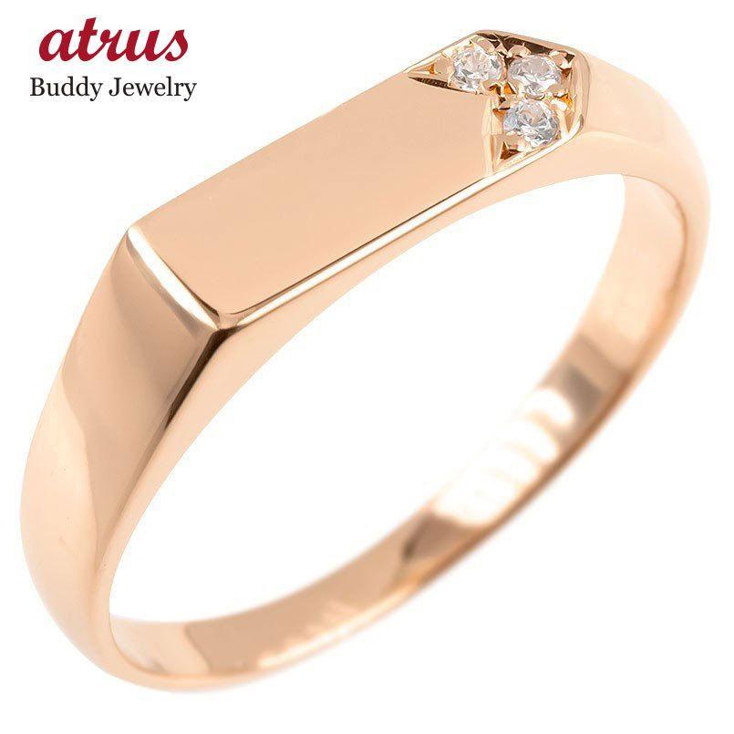 婚約指輪 ダイヤ 安い 18金 リング ゴールド 印台 ダイヤモンド 指輪 ピンクゴールドk18 エンゲージリング ピンキーリング リング