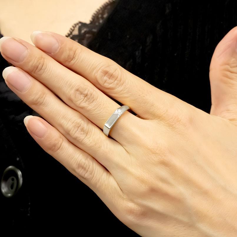 シルバー ペアリング 2本セット 結婚指輪 印台 ダイヤモンド 指輪 ペア sv925 マリッジリング レディース メンズ 女性 男性 シンプル｜atrusyume｜02