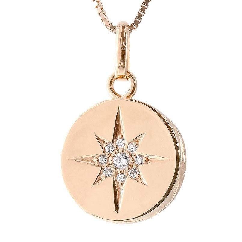 ゴールド ネックレス トップ ダイヤモンド ハワイアンジュエリー ピンクゴールドk10 ダイヤ 星 スター 五光留め アミュレット 女性