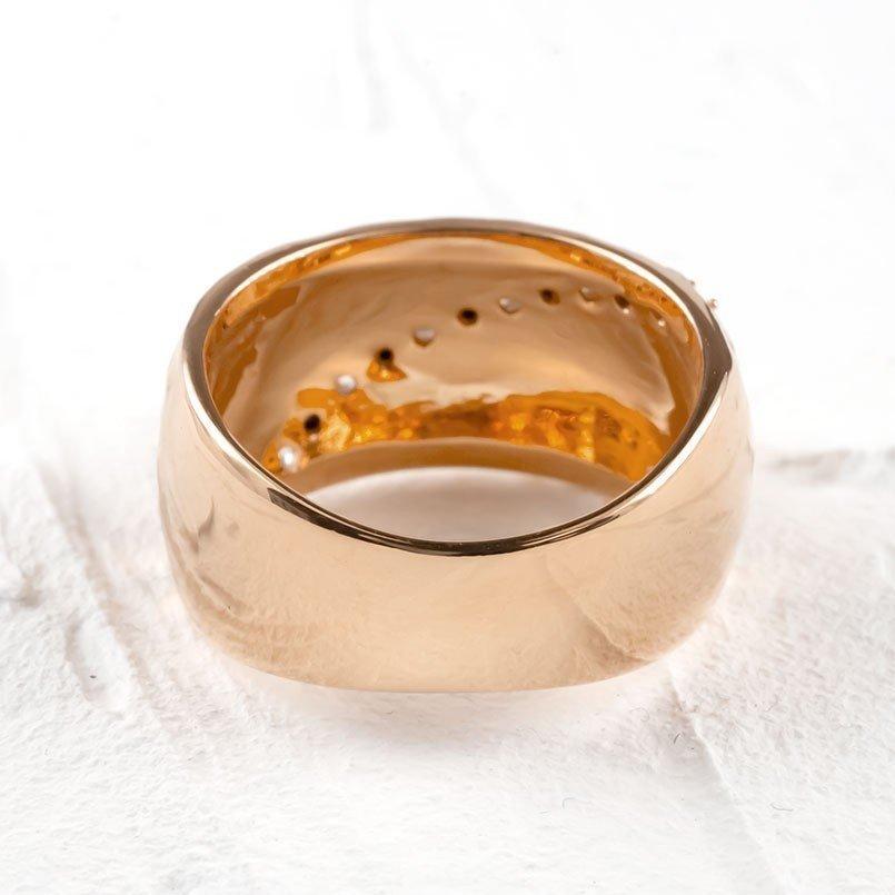 正規品 18金 リング メンズ ダイヤモンド ブラックダイヤモンド 幅広 指輪 槌目 槌打ち ロック仕上げ つや消し ピンクゴールドk18 ピンキーリング 送料無料 人気 【F3052820201】(106700円)