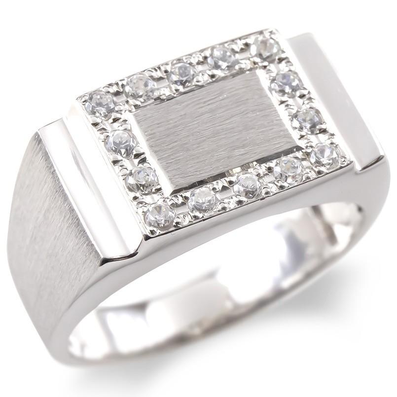 プラチナ リング メンズ ダイヤモンド 印台 ダイヤ 指輪 pt900 太め ピンキーリング 男性 幅広 つや消し 上品 送料無料 人気 セール SALE