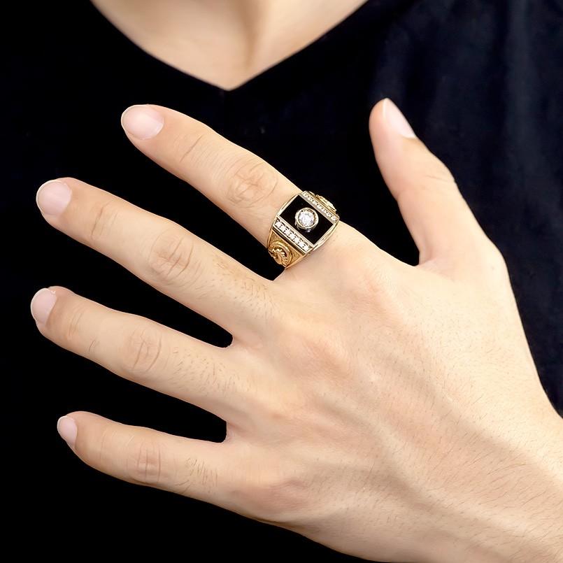 リング 指輪 印台 カレッジリング シルバー メンズ オニキス