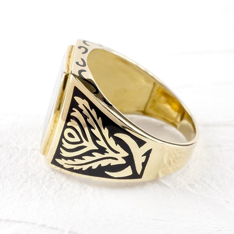 シルバー リング メンズ オニキス エナメル 指輪 sv925 イエローメッキ