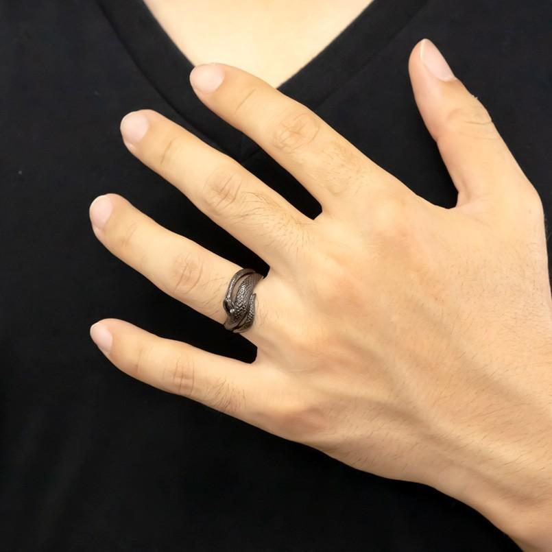 ジュエリー工房アトラス シルバー 蛇 リング ダイヤモンド メンズ