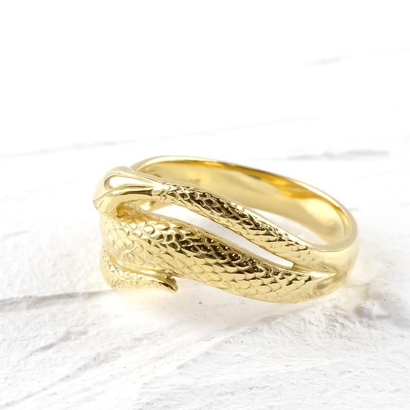 ジュエリー工房アトラス 18金 蛇 リング ダイヤモンド メンズ 幅広