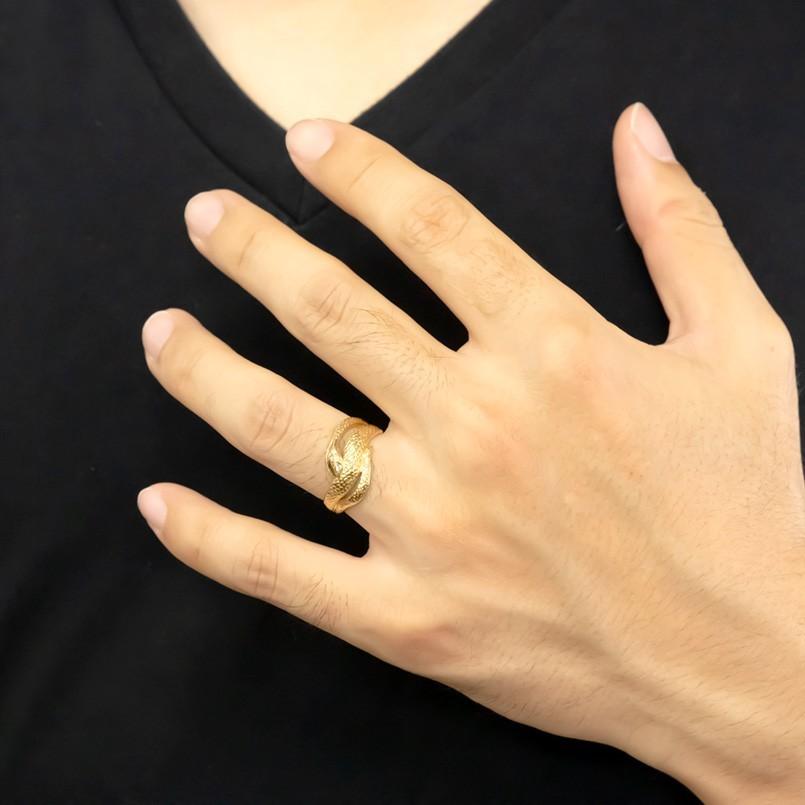 ジュエリー工房アトラス 18金 蛇 リング ダイヤモンド メンズ 幅広