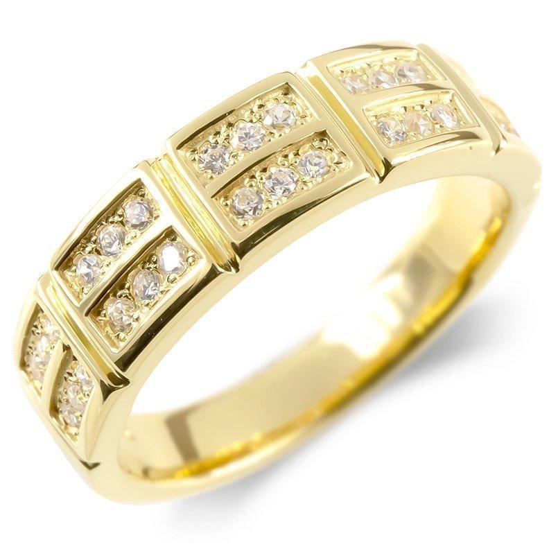 18金 リング ダイヤモンド メンズ 指輪 ゴールド 18k イエローゴールドk18 ピンキーリング リング 幅広 レンガ調 ブリック 送料無料 人気 セール SALE